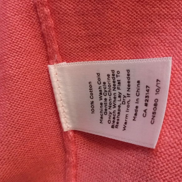 Talbots Peach Open style Sweater w/scalloped edge, 100% Cotton, size XLp - Picture 7 of 7